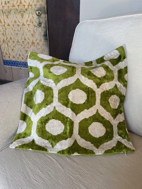 Silk velvet cushion. Daughter cream-green shade