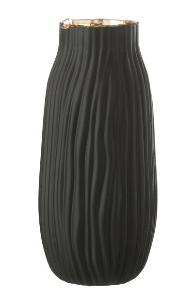 Black and gold glass vase.
