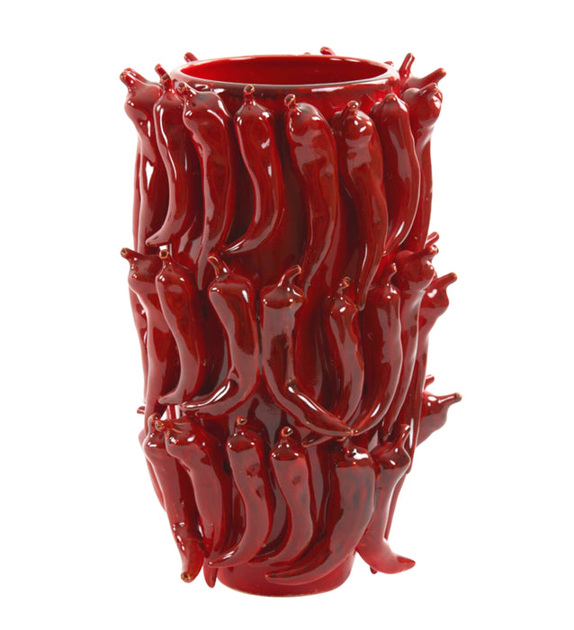 Handmade ceramic vase. Red hot pepper