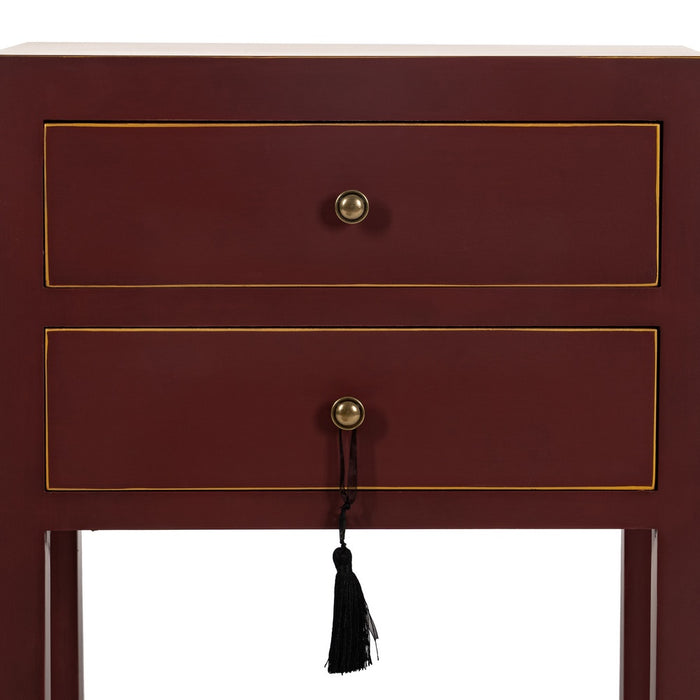 Small chest of drawers or bedside table, lacquered, petrol colour
