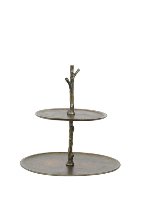 Two-level stand in bronze-finish metal