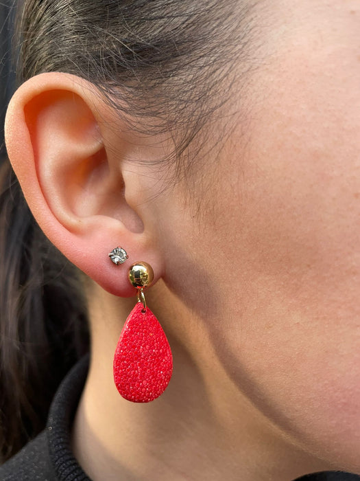 Small Coral Stingray Earrings