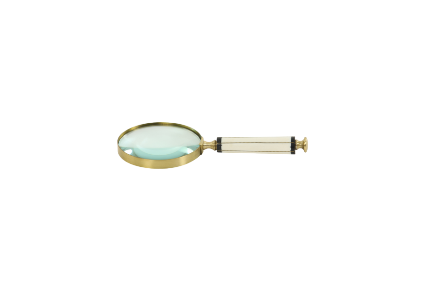 Brass desk magnifier with white horn handle