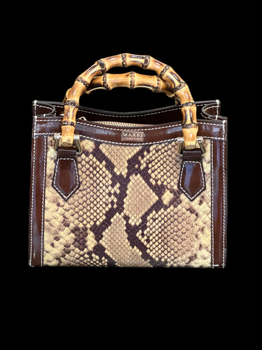Artemisia bag in brown leather with python print