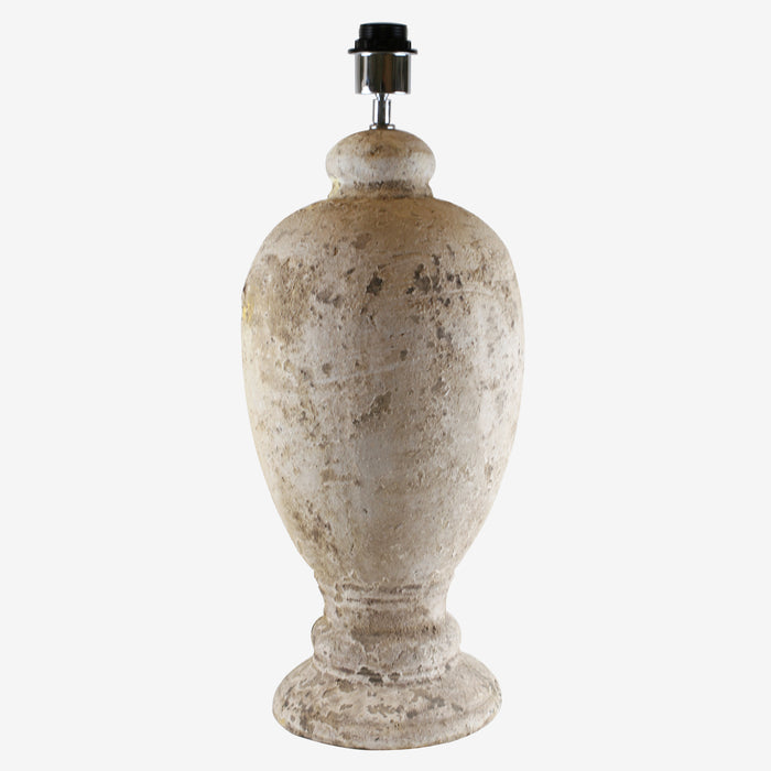 Cream/beige shaded stone effect table lamp.