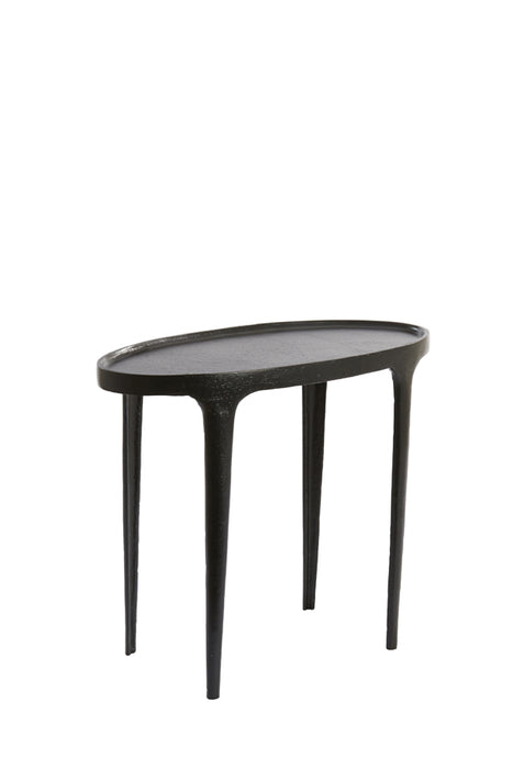 Set of two oval coffee tables in matt black cast metal