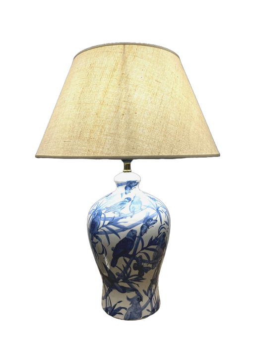 Table lamp with natural silk lampshade
