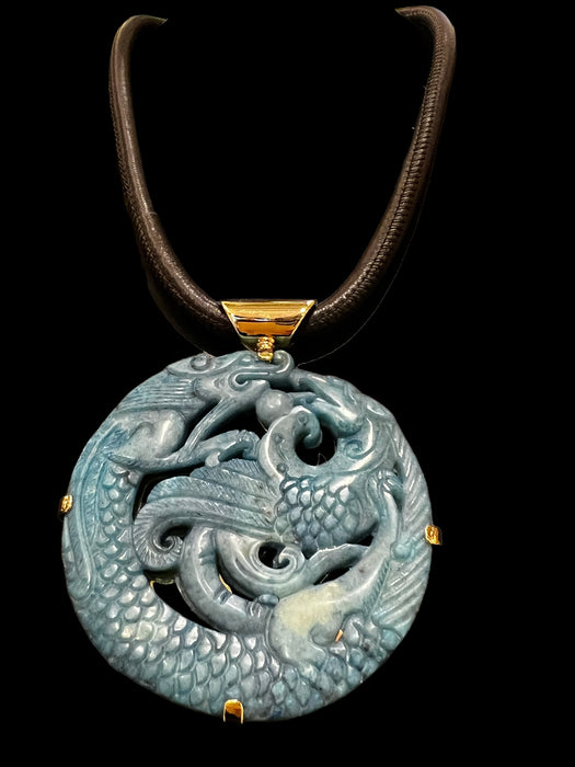 Blue Petroleum jade pendant necklace