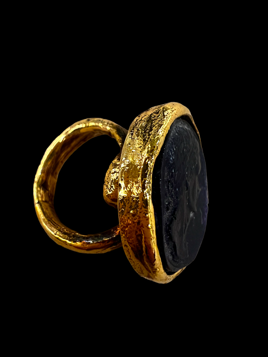 Apollo bronze cameo ring