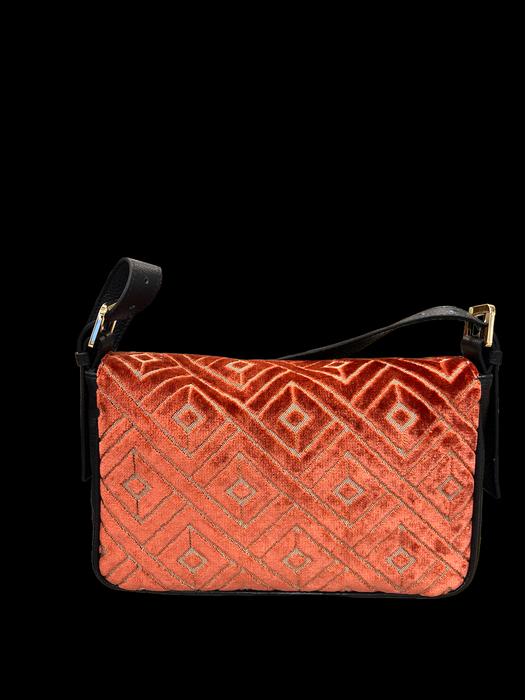 Carly Baguette in fabric, leather and python