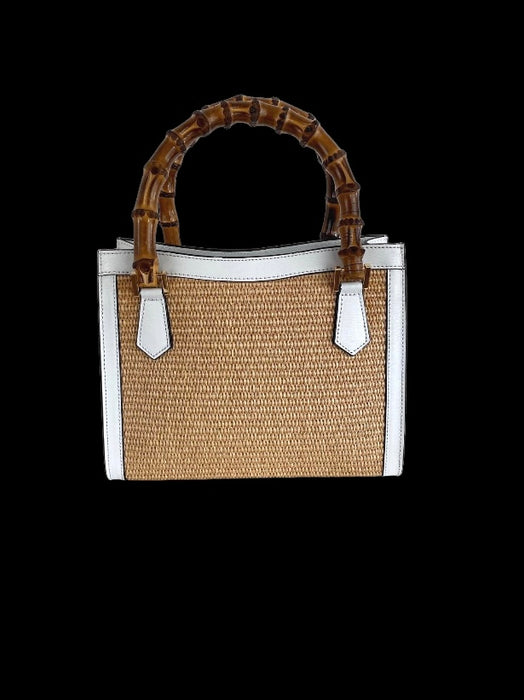 Artemisia bag in jute and white leather
