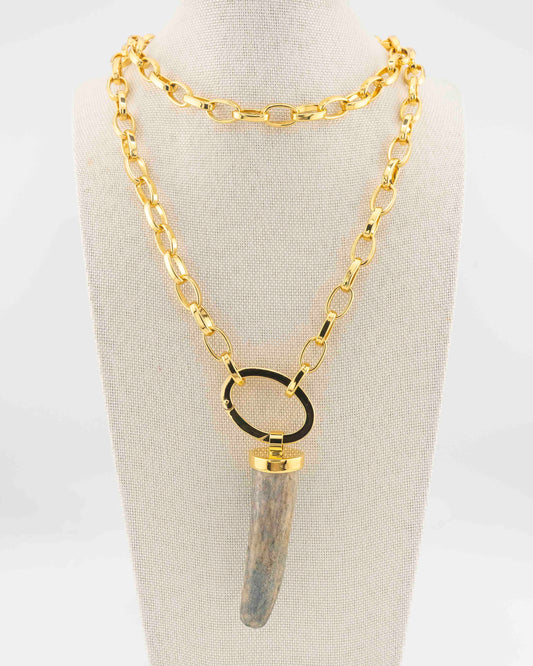 Deer antler with chain