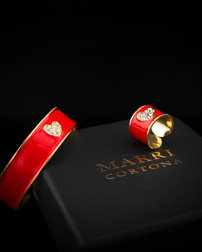 Bracciale smalto  San Valentino con Cuore di Cristalli