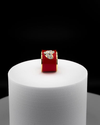 Anello Smalto San Valentino con Cuore di Cristalli