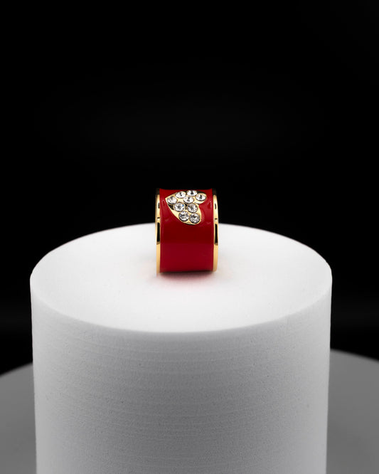 Anello Smalto San Valentino con Cuore di Cristalli