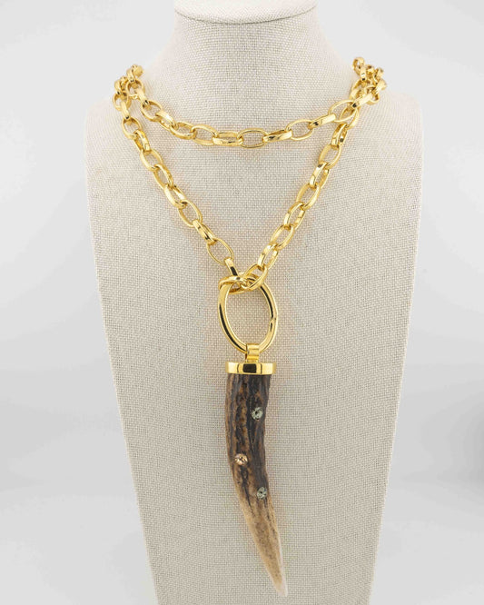 Corno di cervo con strass e catena n.10