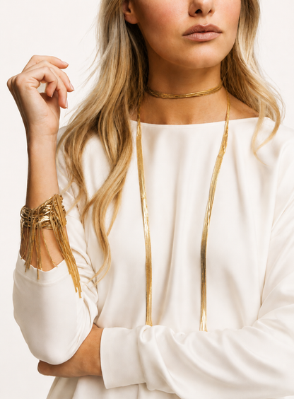 Collar Voila' de oro amarillo con 6 hilos