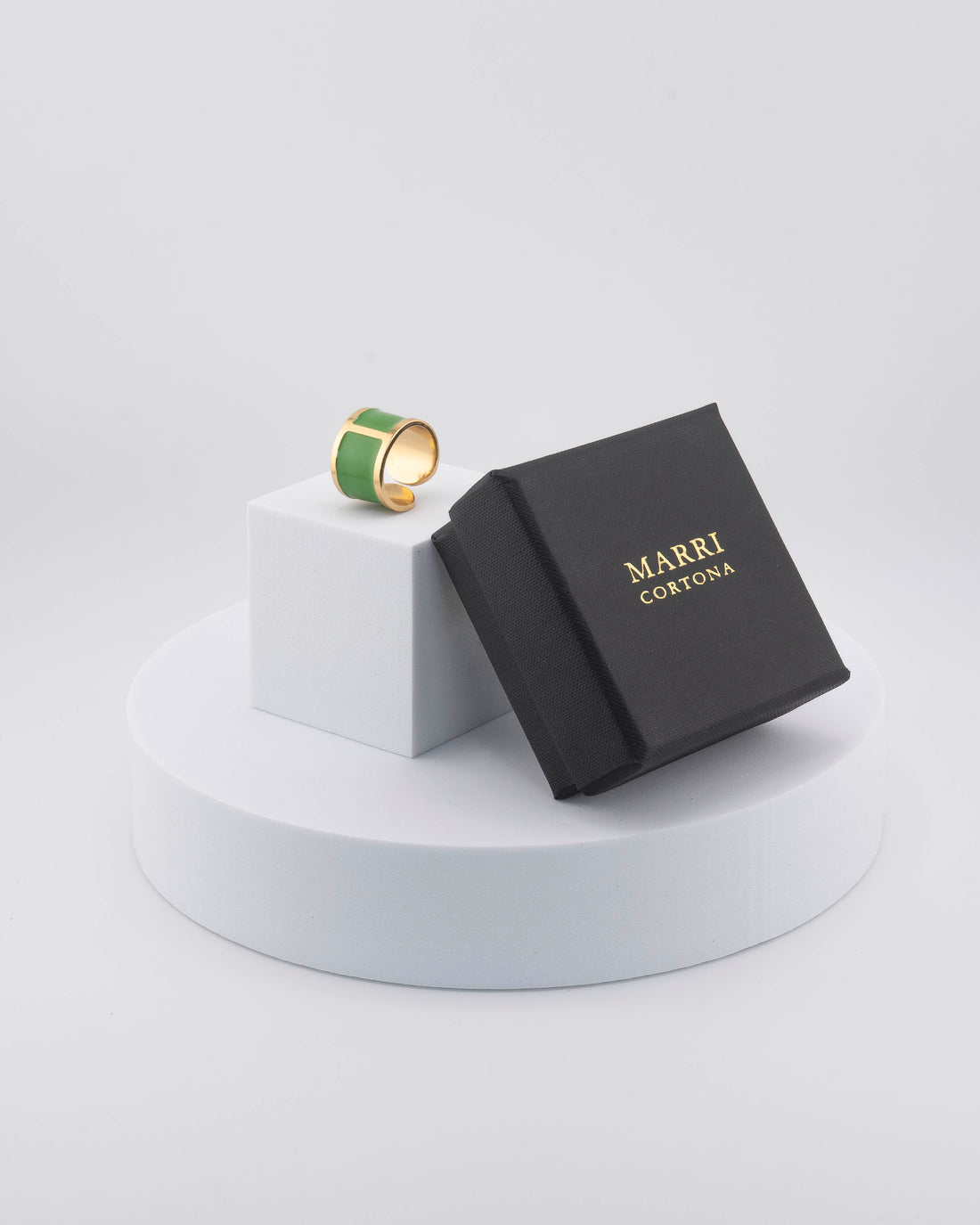 Handcrafted in Tuscany, the MarriCortona Smalto Rings combine 18k gold and hand-painted enamel — vibrant, refined, and authentically Made in Italy.