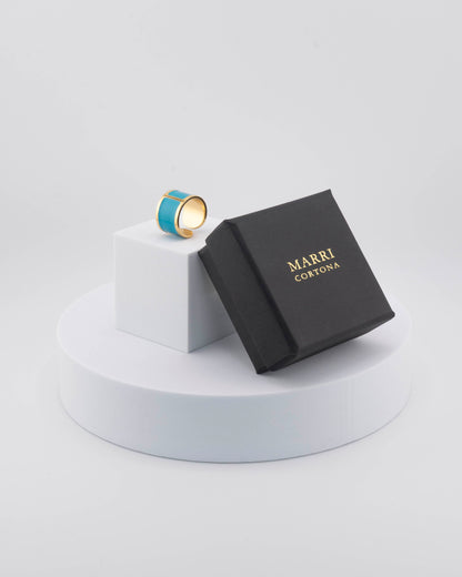 Handcrafted in Tuscany, the MarriCortona Smalto Rings combine 18k gold and hand-painted enamel — vibrant, refined, and authentically Made in Italy.
