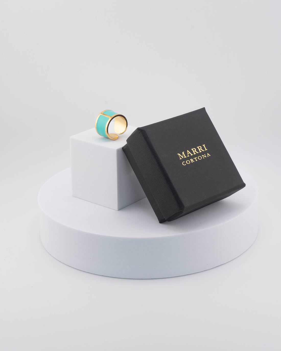 Handcrafted in Tuscany, the MarriCortona Smalto Rings combine 18k gold and hand-painted enamel — vibrant, refined, and authentically Made in Italy.