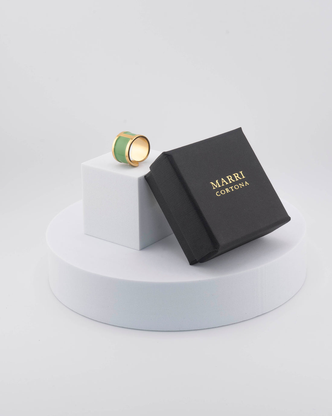 Handcrafted in Tuscany, the MarriCortona Smalto Rings combine 18k gold and hand-painted enamel — vibrant, refined, and authentically Made in Italy.