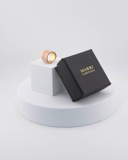 Handcrafted in Tuscany, the MarriCortona Smalto Rings combine 18k gold and hand-painted enamel — vibrant, refined, and authentically Made in Italy.