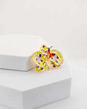 Spilla Orchidea Pistacchio e Prugna, dimensione cm 4 cm