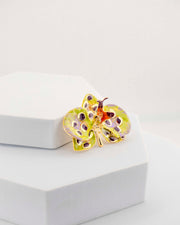 Spilla Orchidea Pistacchio e Prugna, dimensione cm 4 cm