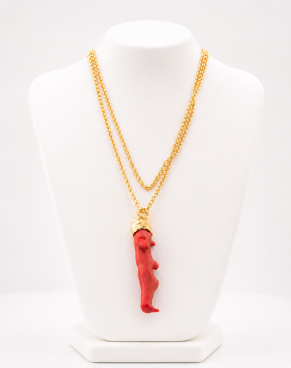 no. 12 - Pendant with chain - Coral 12 cm