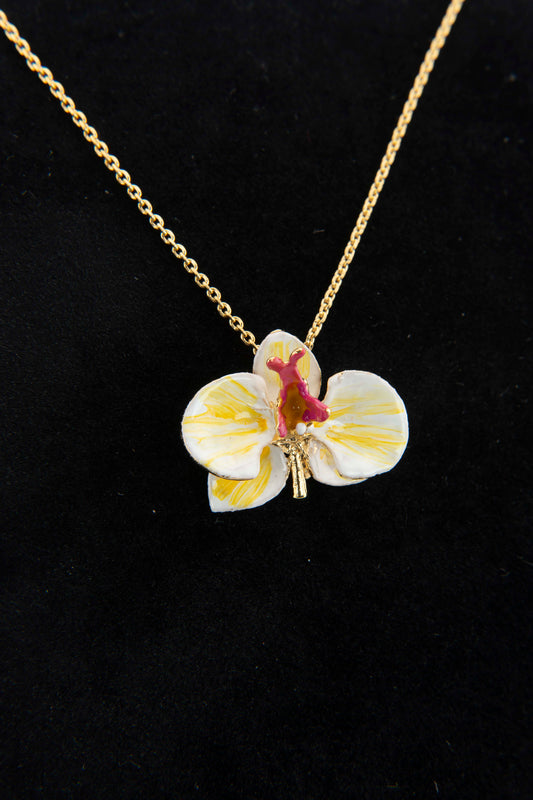 Milk Orchid and Sunflower Choker, 4 cm wide