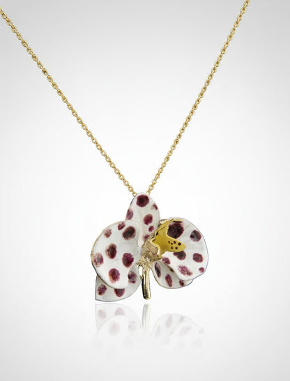 Handcrafted in Tuscany, the Marri Cortona Orchidea Necklace in 18k gold bronze captures the orchid’s grace — elegant, hand-enameled, and timelessly Italian.