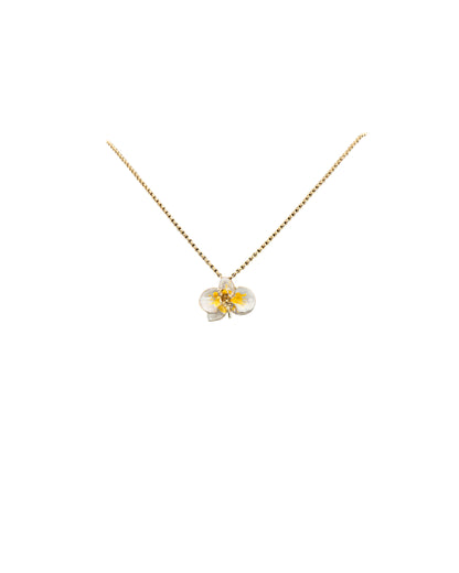 Handcrafted in Tuscany, the Marri Cortona Orchidea Necklace in 18k gold bronze captures the orchid’s grace — elegant, hand-enameled, and timelessly Italian.