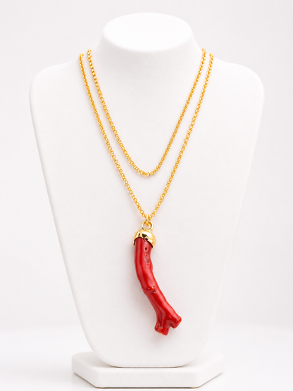 No. 14 - Pendant with chain - Coral 9 cm