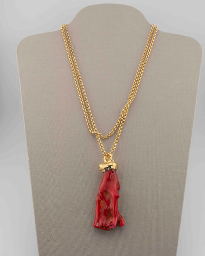 n.5 Pendant with chain - Coral cm7
