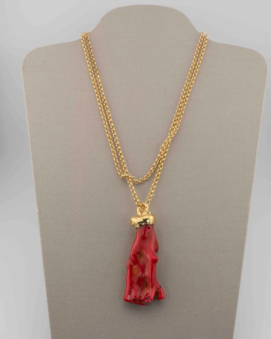 n.5 Pendant with chain - Coral cm7
