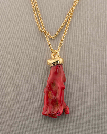 n.5 Pendant with chain - Coral cm7
