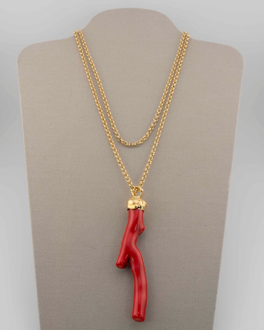 n.1 Pendant with chain - Coral 9 cm