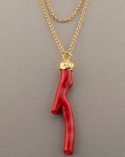 n.1 Pendant with chain - Coral 9 cm