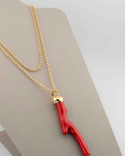 n.1 Pendant with chain - Coral 9 cm