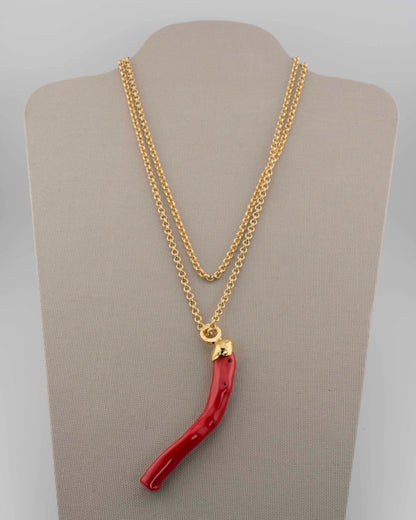 n.17 Pendant with chain - Coral cm 11