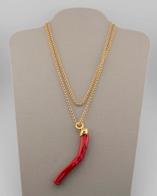 n.17 Pendant with chain - Coral cm 11
