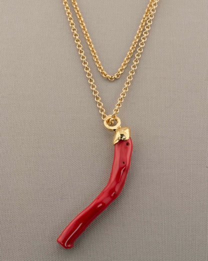 n.17 Pendant with chain - Coral cm 11