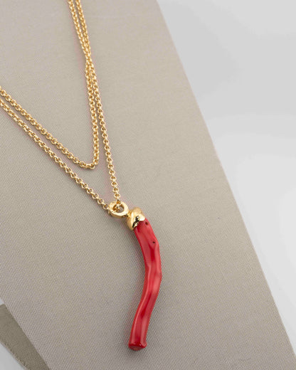 n.17 Pendant with chain - Coral cm 11