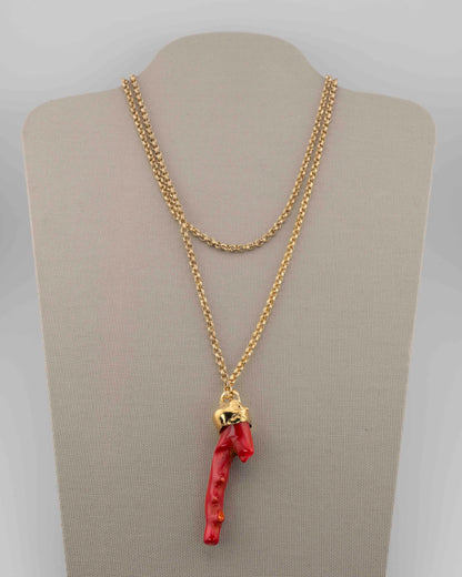 n.10 Pendant with chain - Coral 9 cm