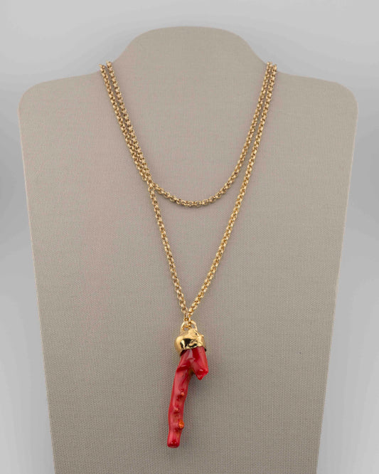 n.10 Pendant with chain - Coral 9 cm