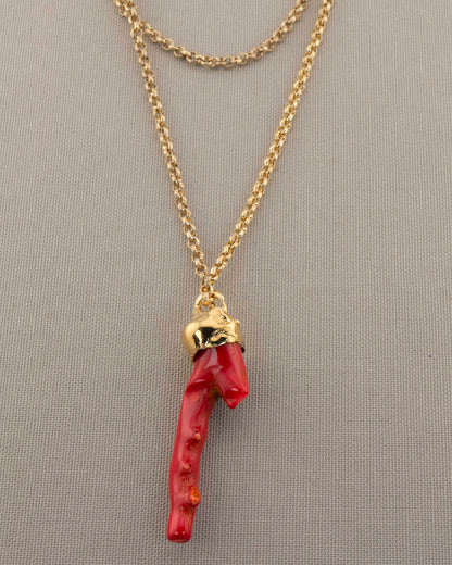 n.10 Pendant with chain - Coral 9 cm
