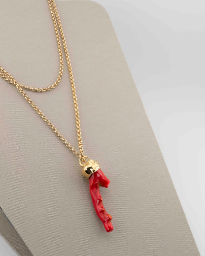 n.10 Pendant with chain - Coral 9 cm