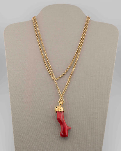 n.7 Pendant with chain - Coral cm6