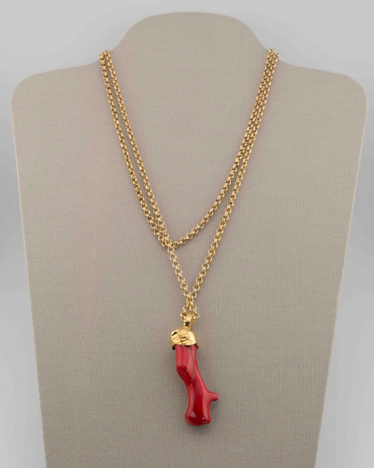 n.7 Pendant with chain - Coral cm6