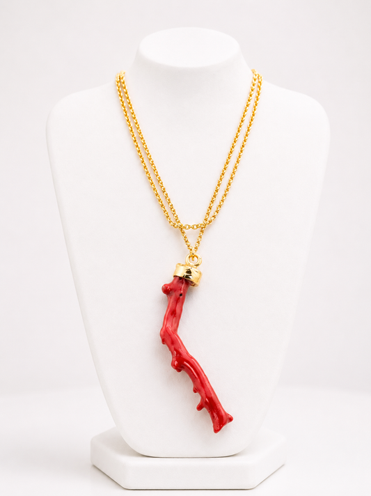 n.15 Colgante con cadena - Coral 9 cm